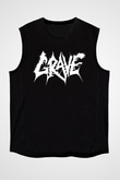 Grave Baskılı Unisex Siyah Kolsuz Tişört - Tshirt