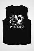Grave Baskılı Unisex Siyah Kolsuz Tişört - Tshirt