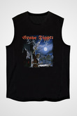 Grave Digger Baskılı Unisex Siyah Kolsuz Tişört