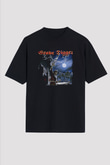 Grave Digger Baskılı Unisex Siyah Oversize Tişört