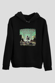 Graveyard Baskılı Unisex Siyah Hoodie