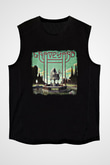 Graveyard Baskılı Unisex Siyah Kolsuz Tişört