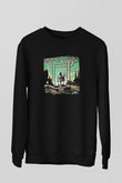 Graveyard Baskılı Unisex Siyah Sweatshirt