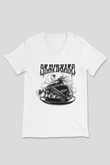 Graveyard Beyaz Unisex V Yaka Tişört