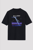 Great White Baskılı Unisex Siyah Oversize Tişört