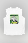 Green Day Baskılı Unisex Beyaz Kolsuz Tişört