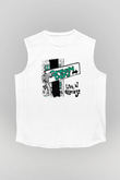 Green Day Baskılı Unisex Beyaz Kolsuz Tişört