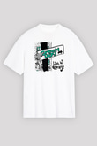 Green Day Baskılı Unisex Beyaz Oversize Tişört