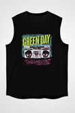 Green Day Baskılı Unisex Siyah Kolsuz Tişört