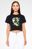 Green Lantern Siyah   Crop Top Tişört