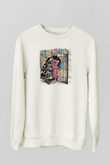 Grim Reaper Baskılı Unisex Beyaz Sweatshirt