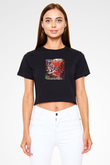 Grim Reaper Baskılı Unisex Siyah Crop Top Tişört