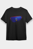Guam Bayrağı Baskılı Unisex Siyah Tişört