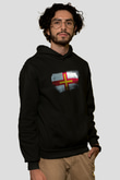 Guernsey Bayrağı Baskılı Unisex Siyah Hoodie