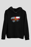 Guernsey Bayrağı Baskılı Unisex Siyah Hoodie