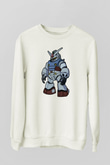 Gundam Robot Baskılı Unisex Beyaz Sweatshirt