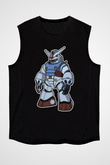 Gundam Robot Baskılı Unisex Siyah Kolsuz Tişört