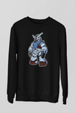 Gundam Robot Baskılı Unisex Siyah Sweatshirt