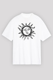 Güneş Beyaz Unisex Oversize Tişört T-Shirt