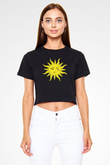 Güneş Siyah  Crop Top Tişört