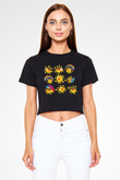 Güneş Siyah Crop Top Tişört