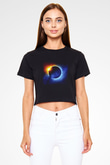 Güneş Siyah Crop Top Tişört