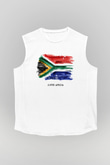 Güney Afrika Cumhuriyeti Beyaz Unisex Kolsuz Tişört