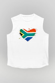 Güney Afrika Cumhuriyeti Beyaz Unisex Kolsuz Tişört