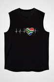 Güney Afrika Cumhuriyeti Siyah Unisex Kolsuz Tişört