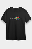 Güney Afrika Cumhuriyeti Siyah Unisex Tişört T-Shirt - TişörtFabrikası