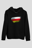 Güney Osetya - South Ossetia Bayrağı Baskılı Unisex Siyah Hoodie