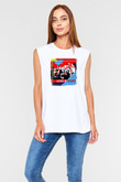 Guns N' Roses Baskılı Unisex Beyaz Kolsuz Tişört
