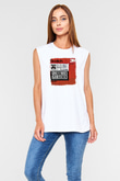 Guns N' Roses Baskılı Unisex Beyaz Kolsuz Tişört