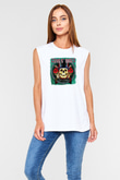 Guns N' Roses Baskılı Unisex Beyaz Kolsuz Tişört