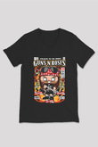 Guns N Roses Baskılı Unisex Siyah V Yaka Tişört