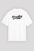 Güreş Baskılı Unisex Beyaz Oversize Tişört - Tshirt