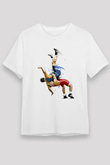 Güreş Baskılı Unisex Beyaz Tişört - Tshirt