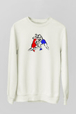 Güreş Baskılı Unisex Ekru Sweatshirt