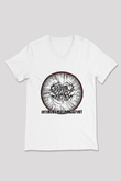 Guttural Slug Baskılı Beyaz Unisex V Yaka Tişört - Tshirt