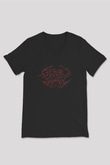 Guttural Slug Baskılı Unisex Siyah V Yaka Tişört - Tshirt