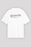 Güvenlik Beyaz Unisex Oversize Tişört T-Shirt