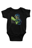 Hacker Baskılı Unisex Siyah Bebek Body - Zıbın