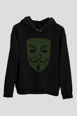 Hacker Baskılı Unisex Siyah Hoodie