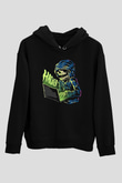 Hacker Baskılı Unisex Siyah Hoodie