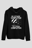 Hacker Baskılı Unisex Siyah Hoodie