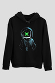 Hacker Baskılı Unisex Siyah Hoodie