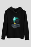 Hacker Baskılı Unisex Siyah Hoodie