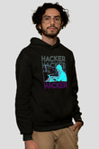 Hacker Baskılı Unisex Siyah Hoodie
