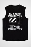 Hacker Baskılı Unisex Siyah Kolsuz Tişört - Tshirt