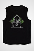 Hacker Baskılı Unisex Siyah Kolsuz Tişört - Tshirt